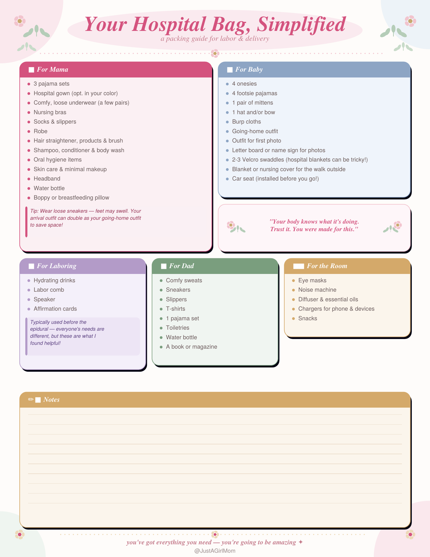 Your Hospital Bag, Simplified